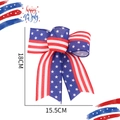 Fiocco patriottico in juta con strisce rosse bianche e stelle decorative, 18x15.5cm - Stile Piccola Bandiera US