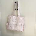 Borsa tote a scacchi rosa con stampe di stelle e tasca frontale trasparente - Rosa