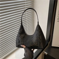 Bolso tote negro para mujer con estampado de piel de serpiente y estilo hobo - Negro