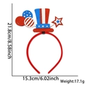 Red USA flag headband with patriotic sequins and star decorations showing size dimensions - Balloon Hat Stars