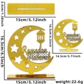 Gold mirrored Ramadan Mubarak moon star table ornament with size dimensions - Crescent Lantern Letter Style