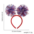 Red, white and blue pompom headband for sports fans with dimensions and weight info - Fringe Ball