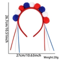 Red white and blue pom pom headband for soccer fans party decorations and celebrations - Blue White Red Pom Pom Tassel