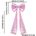 Grande fiocco rosa iridescente da 80 cm per decorazioni di matrimoni o regali auto - Fiocco Rosa (Coda 150cm)