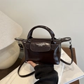 Bolso bandolera minimalista marrón oscuro brillante con asa y correa ajustable - Marrón Oscuro