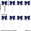 Lot de 8 décorations de gâteau nœuds en satin bleu marine avec bâtons en bois - Style Satin Double Couche Marine