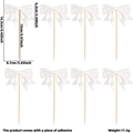 Lot de 8 décorations de gâteau nœuds en satin blanc avec bâtonnets de bambou - Style Satin Double Couche Blanc