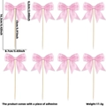 Lot de 8 décorations de gâteau nœuds en satin rose avec tiges en bois et dimensions - Style Satin Double Couche Rose