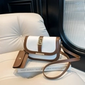 Bolso de montura retro crema y marrón con bandolera y mini estuche a juego - Marrón y Blanco