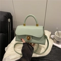 Bolso bandolera cuadrado de cuero PU verde menta con cierre giratorio dorado para mujer - Verde
