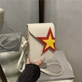 Petit sac bandoulière blanc pour téléphone avec broderie étoile rouge et jaune tendance - Blanc