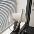 White faux leather underarm bag with crocodile pattern and golden metal hardware - Stone White