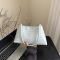 Light blue woven leather square bag with a matching handle for women's summer style - Blue