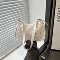 Sac sous le bras en toile crème chic avec imprimé cerise rouge et bandoulière blanche - Cerise