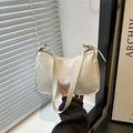 Schicke weiße Hobo-Bag mit Krokodil-Prägung und verstellbarem Schultergurt für Damen - Weiß