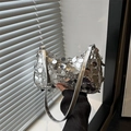 Borsa a spalla con paillettes argento da donna con forma a cuscino e finitura di lusso - Argento