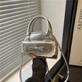 Silver metallic dumpling bag with lace bow detail and detachable shoulder strap - Silver