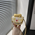 Mini yellow crossbody bag with cute dog print and bow detail on checkered flap - Yellow