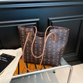 Grand sac cabas marron foncé avec imprimé ours et anses solides en similicuir pour femme - Marron