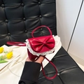 Rode mini-tas met leren strik en kant, stijlvolle handtas en crossbodytas voor dames - Rood