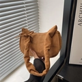 Brown half-moon crossbody bag with pleated strap and bow detail for summer 2025 - Brown