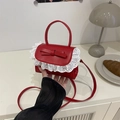 Mini rode kanten handtas met strikdetail en afneembare riem in crossbody-stijl - Rood