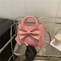 Elegante rosa Handtasche mit großer Schleife für Damen, als Umhängetasche tragbar - Rosa
