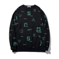 Felpa oversize nera con stampa di lettere vintage verdi e finiture a costine elastiche - 2XL / Nero