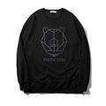Sudadera negra oversize para hombre con estampado de oso geométrico y reflectante - XL / Negro