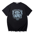 Men's oversized black cotton T-shirt with blue bear print and Hardy lettering - L / Black Blue Bear (T6139)