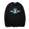 T-shirt noir à manches longues pour hommes avec imprimé graphique d'ours bleu tech - XL / Noir