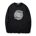 T-shirt da uomo nera a maniche lunghe con stampa vintage e classico girocollo - XL / Nero