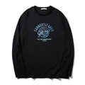 Men's black long sleeve T-shirt with circular gradient graphic print and round neck - XL / Black