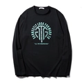 T-shirt da uomo nera a maniche lunghe con logo geometrico e girocollo stile autunno - XL / Nero