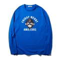 T-shirt uomo blu reale a maniche lunghe con stampa grafica di scimmia e stile streetwear - XL / Blu reale
