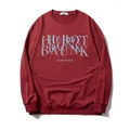 Felpa da uomo oversize bordeaux con stampa di lettere alla moda e girocollo casual - XL / Rosso Vino