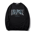 Felpa oversize da uomo nera con elegante stampa artistica di lettere blu e bianche - XL / Nero