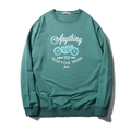 Sweat-shirt oversize pour hommes bleu sarcelle avec imprimé moto rétro et bords côtes - XL / Vert Forêt