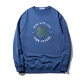Felpa blu navy girocollo con stampa a stella verde e scritte bianche su sfondo bianco - 2XL / Blu Denim