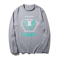 Grijs heren shirt met lange mouwen en een stijlvolle geometrische letterprint op de borst - XL / donkergrijs