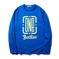Men's royal blue long sleeve T-shirt with ONE Benthien graphic print and crew neck - XL / Royal Blue