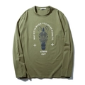 Maglia uomo a maniche lunghe verde militare con stampa zebra e testo motivante - XL / Verde Militare