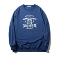Sudadera oversize azul marino para hombre con gráfico de moto vintage y puños acanalados - 2XL / Azul Denim