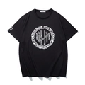 T-shirt noir surdimensionné pour homme avec graphique en strass et col rond classique - XL / Noir