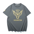 Dark gray oversized cotton T-shirt featuring a yellow geometric graphic and street style - XL / Dark Green