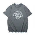 Dunkelgraues Baumwoll-T-Shirt in Übergröße mit weißem Graves-Blitz-Grafikdruck im Streetstyle - XL / Dunkelgrün