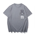 Dark grey oversized cotton T-shirt featuring Brooklyn bear print and round neckline - Gray