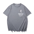 Men's heather grey oversized cotton t-shirt with white gothic letter print and crew neck - Gray
