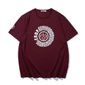 T-shirt uomo bordeaux taglie forti con stampa grafica artistica circolare di colore bianco - XL / Rosso Vino