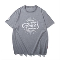 Übergroßes graues Baumwoll-T-Shirt mit silbernem Graves-Vintage-Druck und Rundhals - XL / Grau